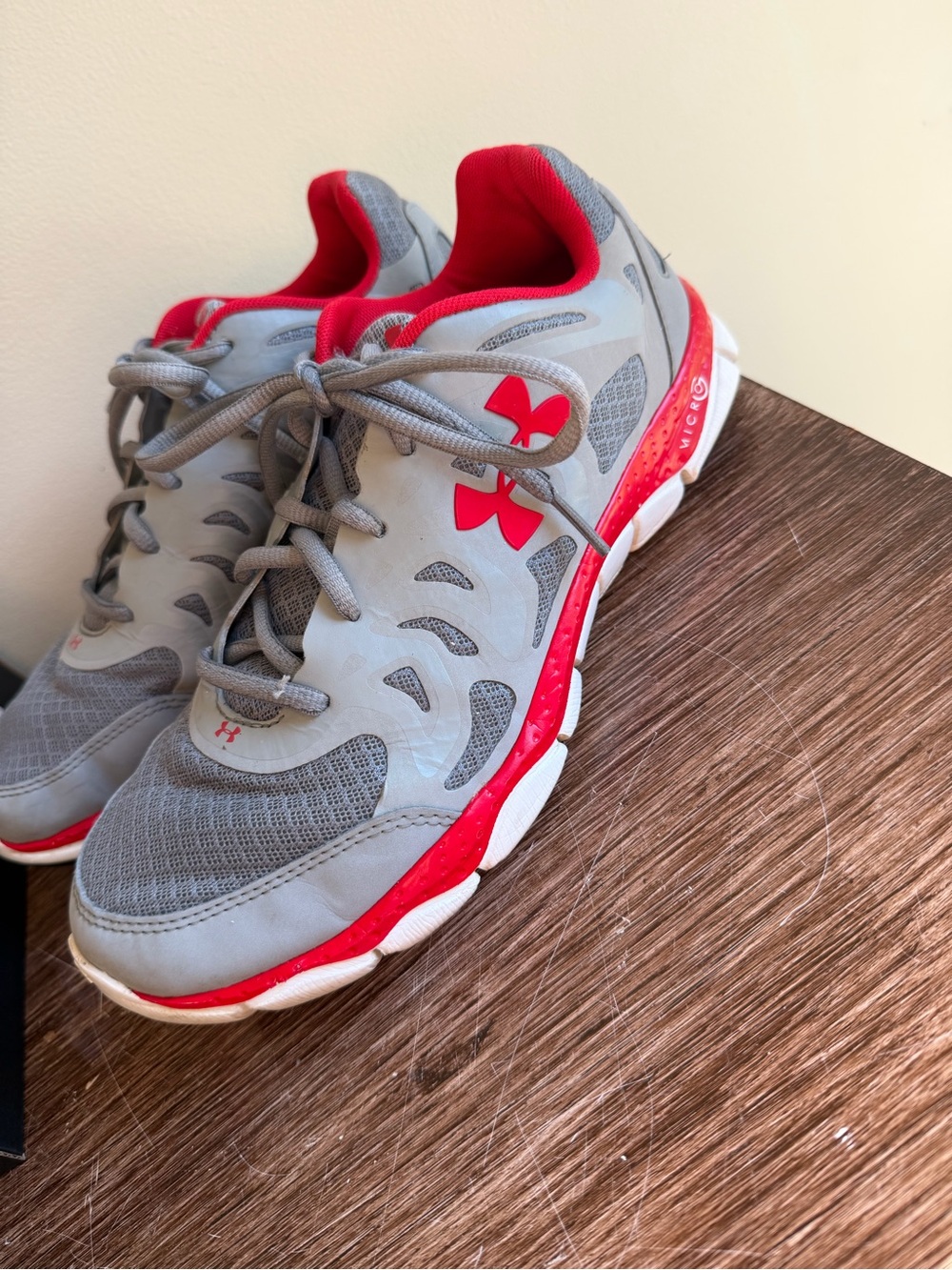 Under Armour Gray and Red Athletic Sneakers